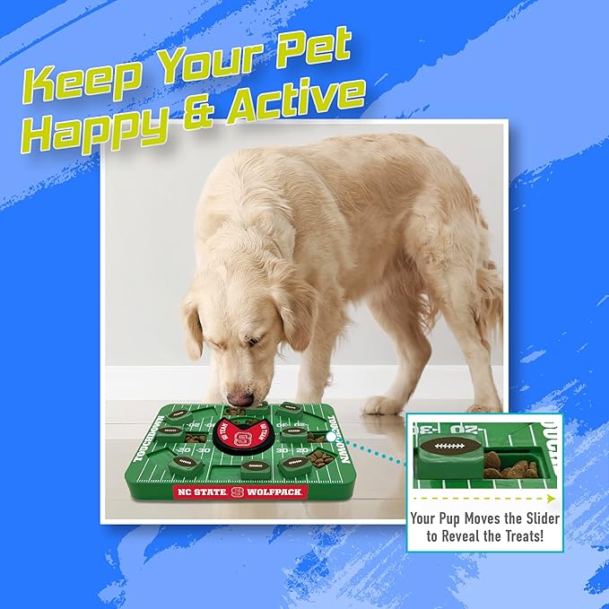 Pets First NCAA NORTH CAROLINA STATE WOLFPACK LARGE PUZZLE TOY, Dog Puzzle Treat Toy, New Large Size, Interactive Dog Treat Toy, Dog Slow Feeding Toy