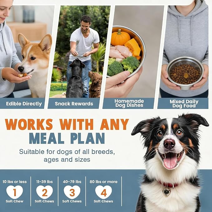 24-in-1 Dog Vitamins and Supplements, Dog Multivitamin Chewable with Glucosamine, Chondroitin, Probiotics & Omega 3 for Skin and Coat, Hip and Joint, Gut and Immune Support, 200 Chews