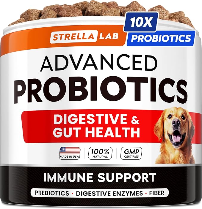 STRELLALAB Advanced Dog Probiotics Chews - 60 Billion CFU per jar