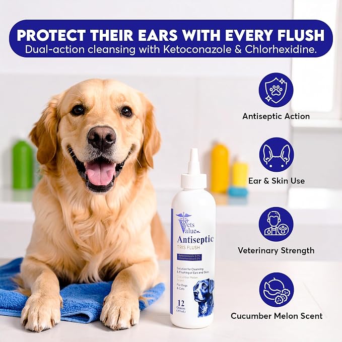 Vets Value Tris Flush Ear Cleaner for Dogs & Cats, 8 oz