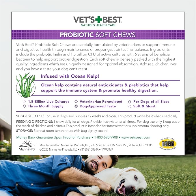 Vet's Best Probiotic Soft Chews for Dogs, Digestive Aid, 30 Day Supply