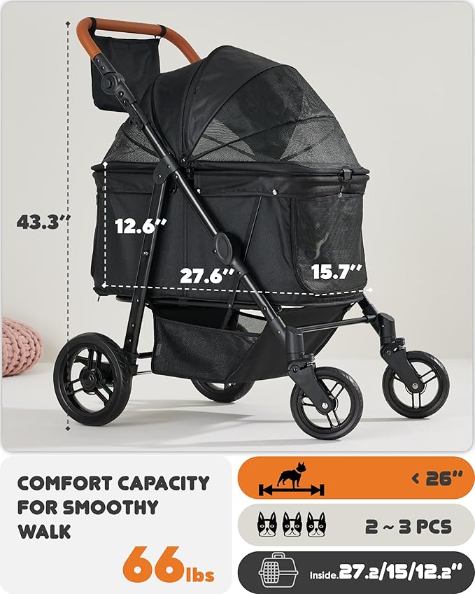 Zoosky Pet Stroller for Large Dogs - Up to 66lbs