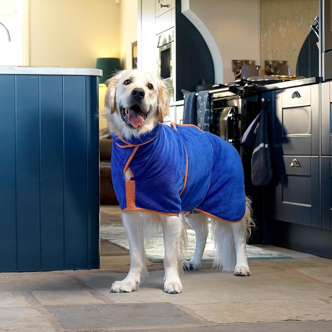 Lucky Pooch® Dog Robe - Luxurious Dog Bathrobe - Ultra Absorbent Dries Your Dogs in Minutes! Double-Layer, Super Soft Towel and Bath Robe All in One (XXXL, Royal Blue)