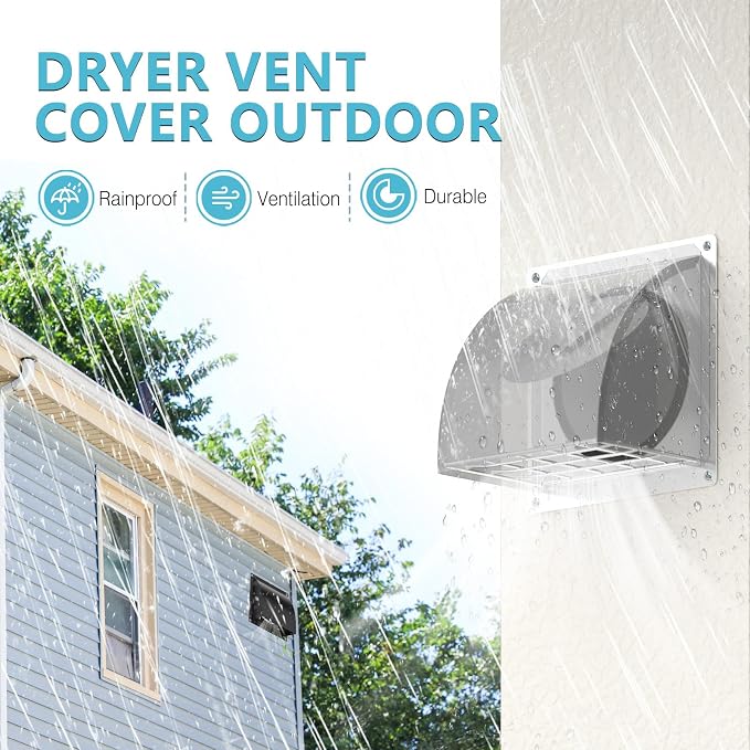 HG Power 6 Inch Dryer Vent Cover Outside with Removable Screen, Silver
