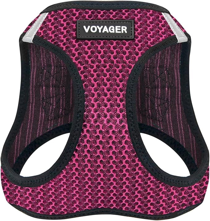Voyager Step-in Air Dog Vest Harness - Fuchsia 2-Tone, Large | 18- 20.5" in Chest, Reflective Bands, All Weather Breathable Air Mesh, Cats Compatible, Lightweight, Fast Drying
