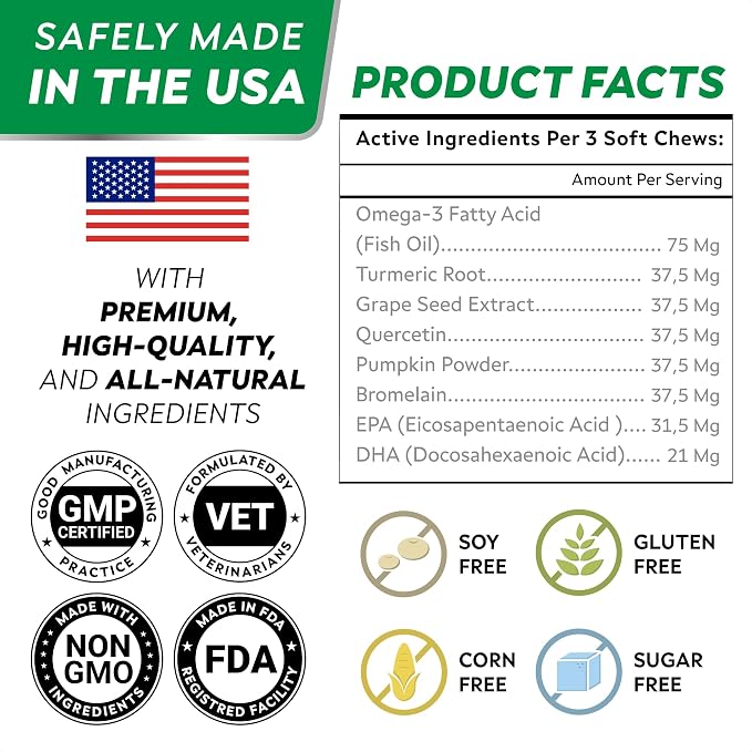 Dog Allergy & Itching Relief - Anti Itch, Skin&Coat Support Chews w/Omega 3