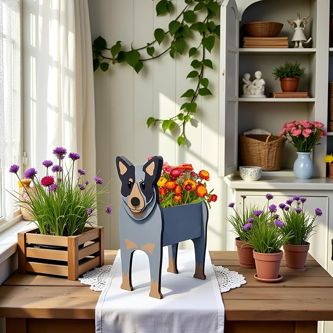 Australian Cattle Dog Planter Pots, Animal Shaped Flower Pot