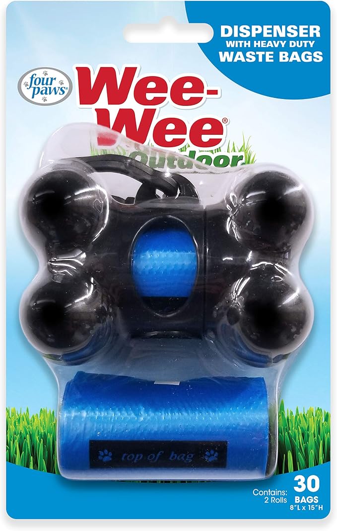 Four Paws Wee-Wee Outdoor Dog Waste Bag Dispenser with Heavy Duty Waste Bags 30 Count