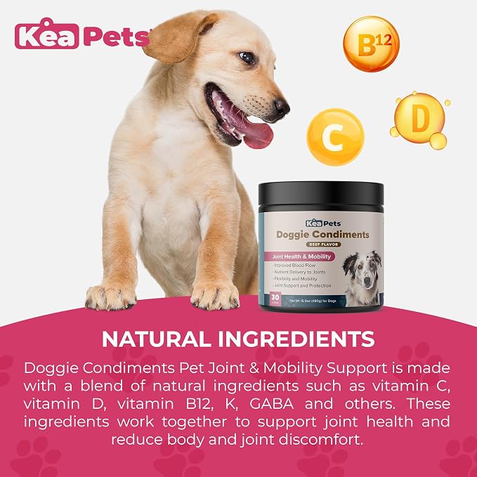 Doggie Condiments Joint & Mobility Support by Kea Pets - Natural Dog Supplement for Healthy Joints, Mobility, and Flexibility in Dogs