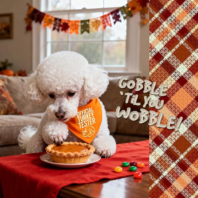 Dog Fall Bandanas Theme, Turkey, Large, Medium, Orange