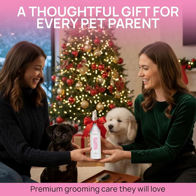 BioSilk for Dogs Silk Therapy Detangling and Shine Spray, 8 Fl Oz, 2-Pack | pH-balanced, paraben-free leave-in mist with silk and vitamins, dematting spray for all coats and breeds