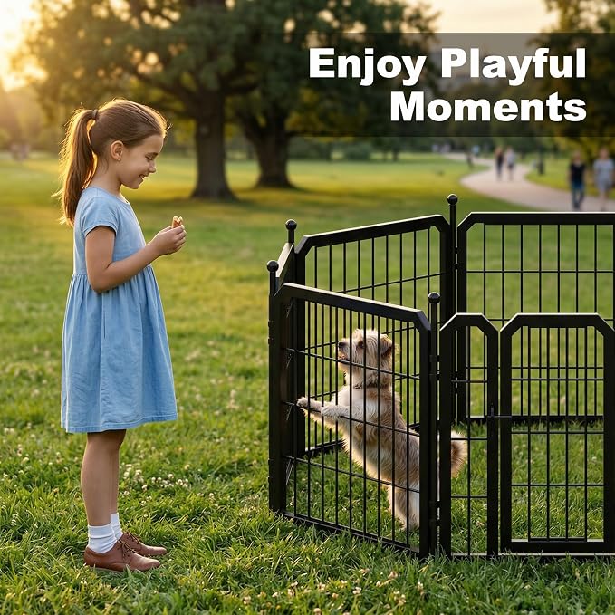 Dog Playpen for Puppies, 24in 8 Panels, Black