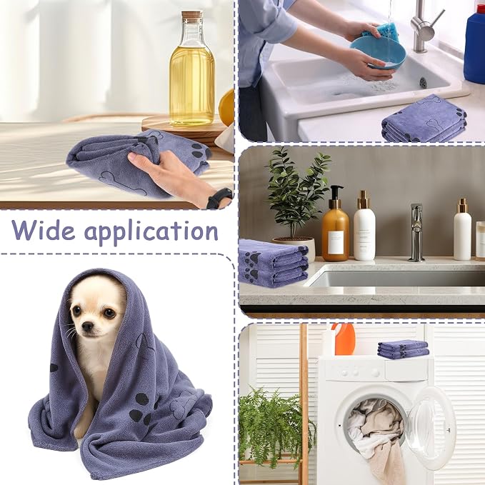 Kifmurase 5PCS Microfiber Dog Towels for Drying Dog, 39'' X 23.6'' Pet Towel, Super Absorbent and Soft Pet Grooming Dogs Paw Towel, Fast-Drying Towels Shower Bath Supplies for Large Medium Small Dogs