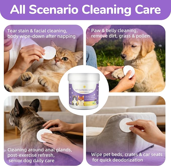 Dog Eye Wipes, Cat Eyes Cleaning Wipes, 120 Count