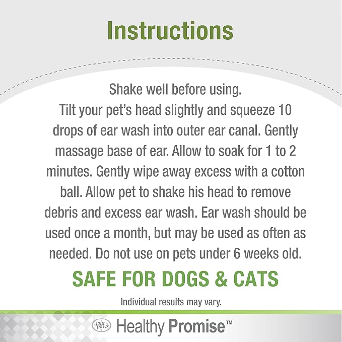 Four Paws Healthy Promise Pet Ear Wash Cleaner, 4oz