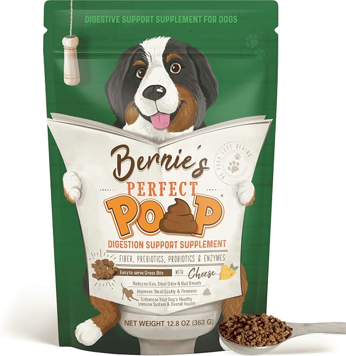 Bernie's Perfect Poop 4-in-1 Dog Digestion Supplement, Cheese, 12.8 oz