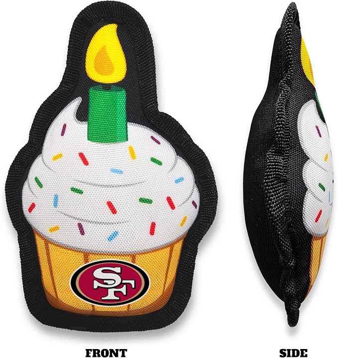 NFL SAN Francisco 49ERS Dog Birthday Party Set 10pcs with 1 Football Bandana Large/X-Large, 1 Crown Hat, 1 Banner, 1 Birthday Cake Toy & 6 B-Day Balloons, Dog Birthday Set, Costume, Fun Doggie Pawty