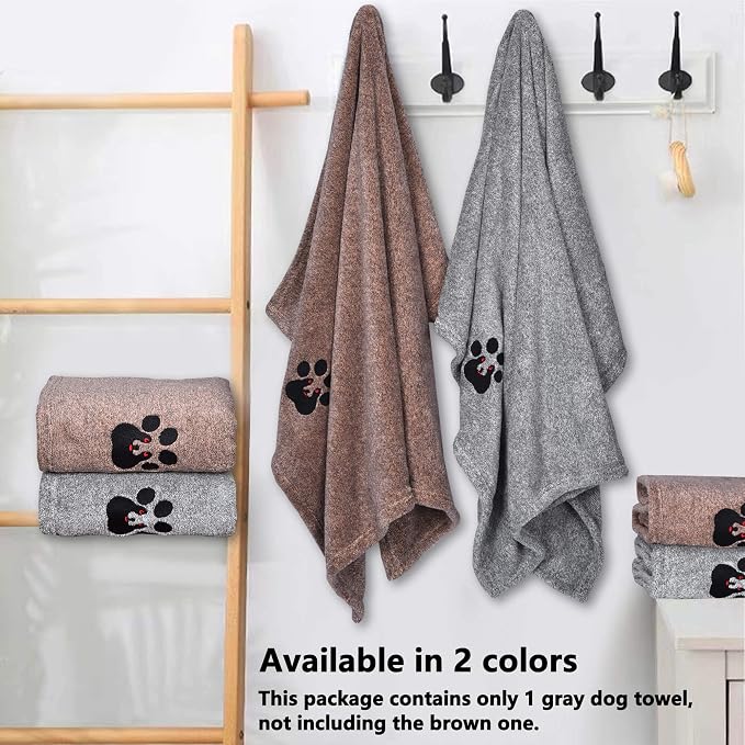 Dogvingpk Medium Dog Towel 1 Pack, Super Absorbent Soft Quick Drying Microfiber Pet Bath Towels for Medium & Small Dogs (M-36" * 28", Grey)