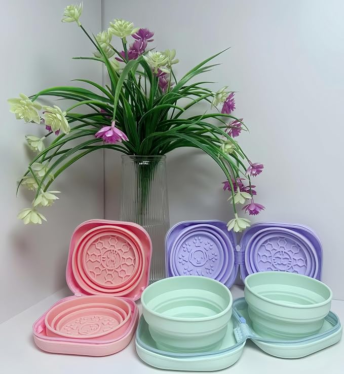 2-in-1 Collapsible Pet Bowl with Carabiner, Purple