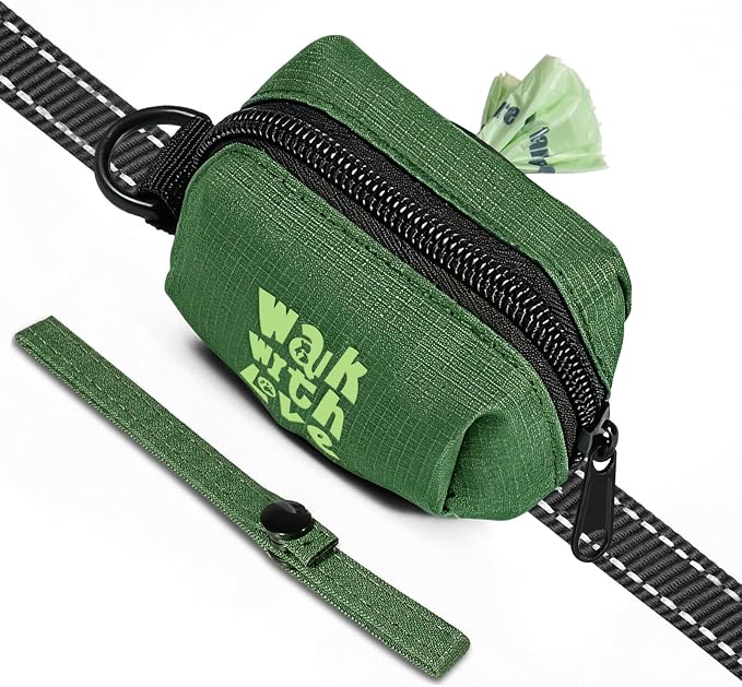 Dog Poop Bag Holder For Leash, Doggy Poop Bag Dispenser With Velcro Attachment, Suitable For Any Retractable Leash, Reusable Dispenser For Travel, Walking, Park, And Outdoor Use (Green)