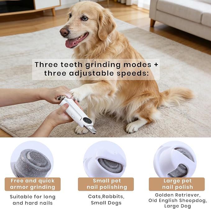 2-in-1 Dog Nail Clippers & Grinder with Light, White