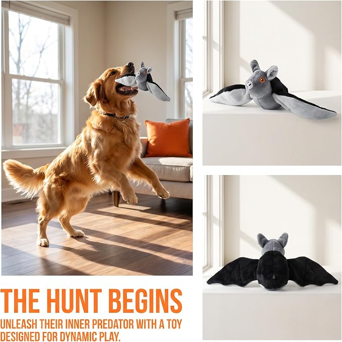 Flying Bat Dog Toy,Motion Activated Flapping Wings,USB Rechargeable (1Pcs) | Motion-activated flapping wings and chirping sounds keep dogs and cats active with rechargeable,washable fun
