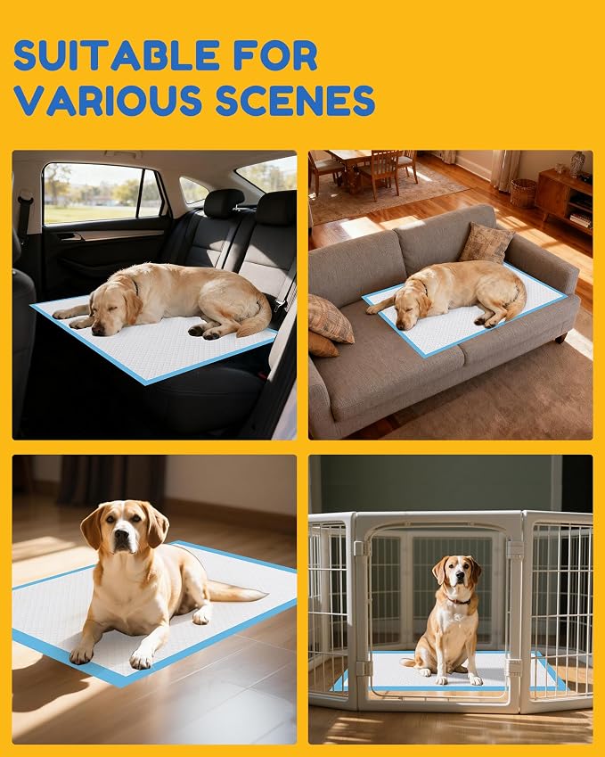 60 Count-36" x 36" XXXL Pee Pads for Dogs, Extra Large Puppy Pads, Super Absorbent Disposable Dog Training Pads, Quick Drying, Leak-Proof, Ultra Thick Potty Pads for Dogs, Puppies, Doggie, Cats
