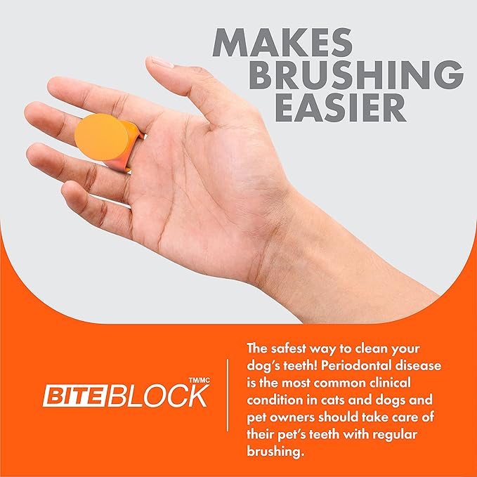 Paw Ready Pet Toothbrushing Assistant for Puppies' Dogs and Cats Allows You to Brush Your pet’s Teeth Without Constantly Worrying About Getting Bitten. (Orange, Medium)
