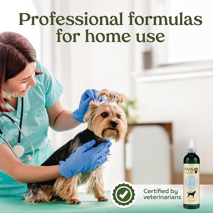 Pawfume Dog Ear Cleaner Solution, 4-Pack – Soothe Itchy Ears Instantly – With St. John’s Wort & Almond Extracts, Vet-Certified Formula, Alcohol-Free & Sulfate-Free – Dog Ear Wash For All Breeds
