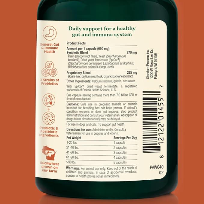 Spirited Paw Probiotic + Gut Health, 90 Capsules