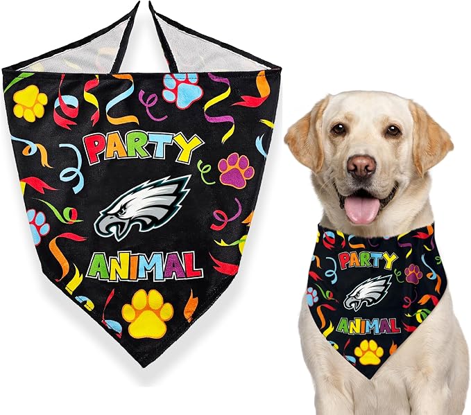 NFL Philadelphia Eagles Pet Birthday Bandana, NFL Dog Birthday Party Set and Costume, Licensed Dog & Cat Birthday Party Scarf, Football Team Pet Outfit, Puppy Bday Accessory, Size Large/X-Large