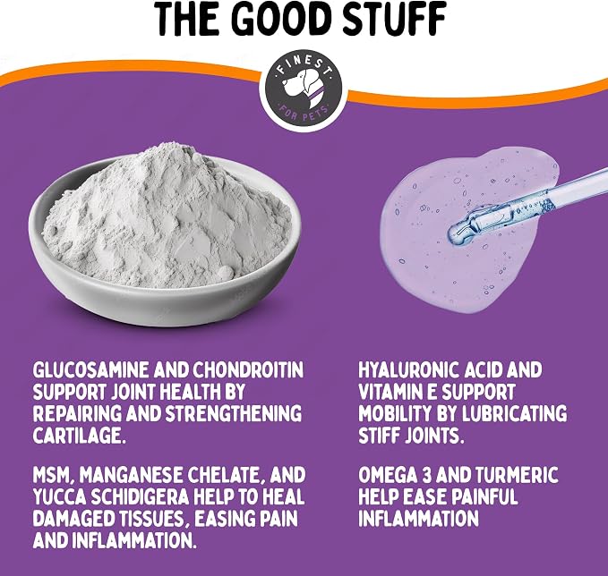 Joint Repair Dog Hip and Joint Supplement with Glucosamine, Chondroitin, Omega 3, MSM & Turmeric. Supports Hip & Joint Health, Mobility & Cartilage Development. 120 Chicken Flavor Chews, Made in USA