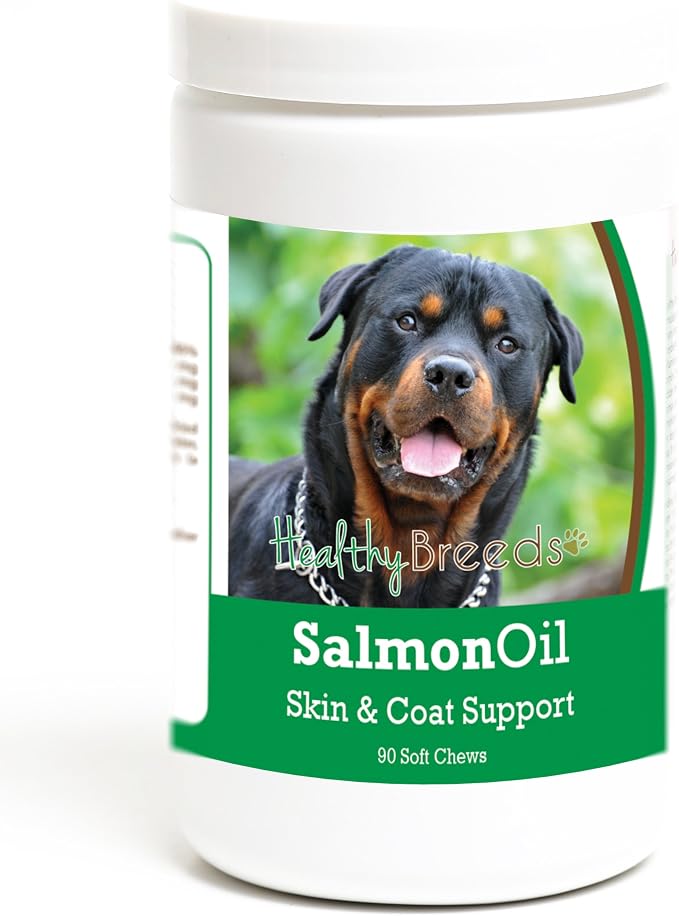 Healthy Breeds Rottweiler Salmon Oil Soft Chews 90 Count, Brown