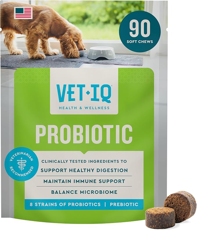 VetIQ Probiotic Supplement for Dogs, Gut & Bowel Support, 90ct