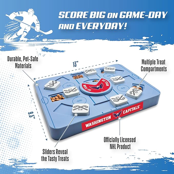 Pets First NHL Washington Capitals Large Puzzle Toy, New Size, Interactive Dog Treat & Slow Feeding Toy