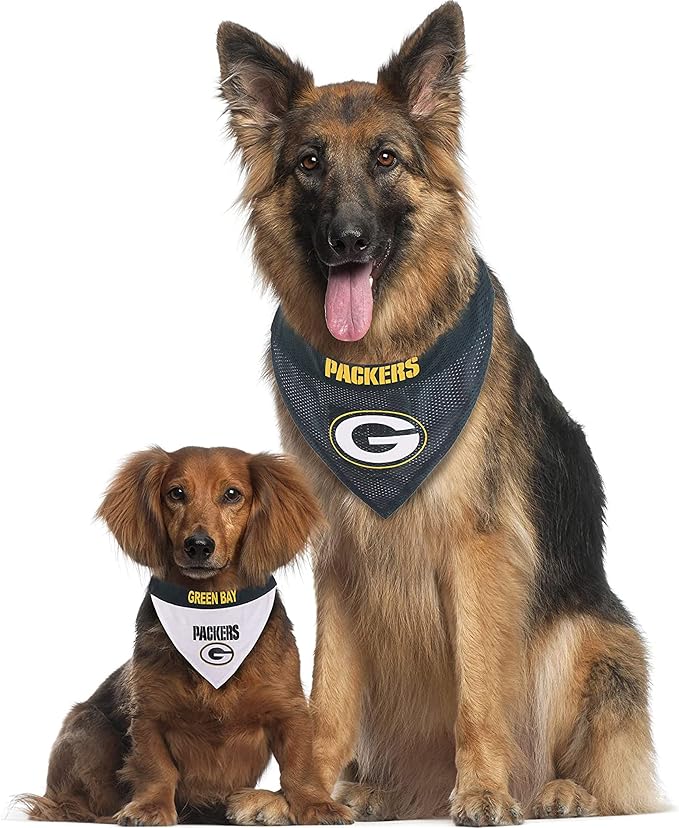Pets First NFL Green Bay Packers Reversible Bandana Size XX-Large for Dogs & Cats. 2 Sided Sports Bandana, Premium Embroidery Team Logo, Many NFL Teams Available