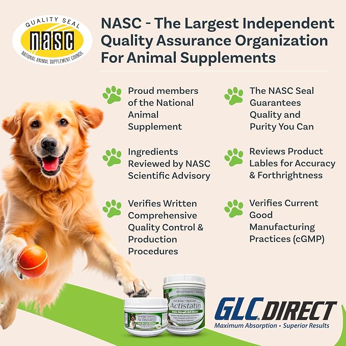 Actistatin Canine Large Dog Soft Chews, 60ct – Patented Extra-Strength Joint, Cartilage, Soft Tissue Supplement: Glucosamine, Chondroitin, Manganese, MSM, L-Carnitine – High Absorption, Fast Results
