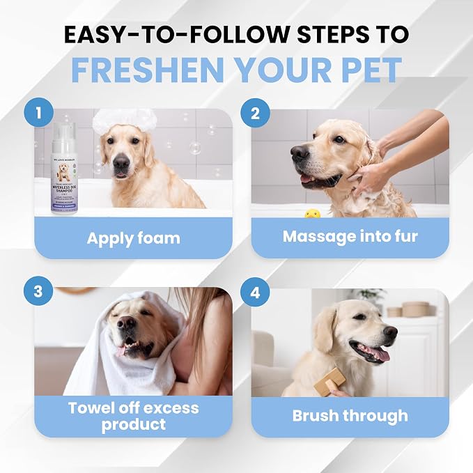 Waterless Dog Shampoo, No-Rinse Foam, Dry Shampoo for Dogs, Lavender, 7.1OZ