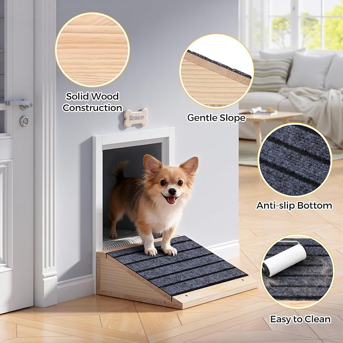 COZIWOW 4 PCS Dog Ramp for Stairs, Non-Slip | Sturdy | Wooden Dog Stairs Pet Ramp for Small Medium Dogs Cat, Pet Steps Stair Wedges Assist for Injured & Older Pets, Gentle Slope Step Stairs(4)