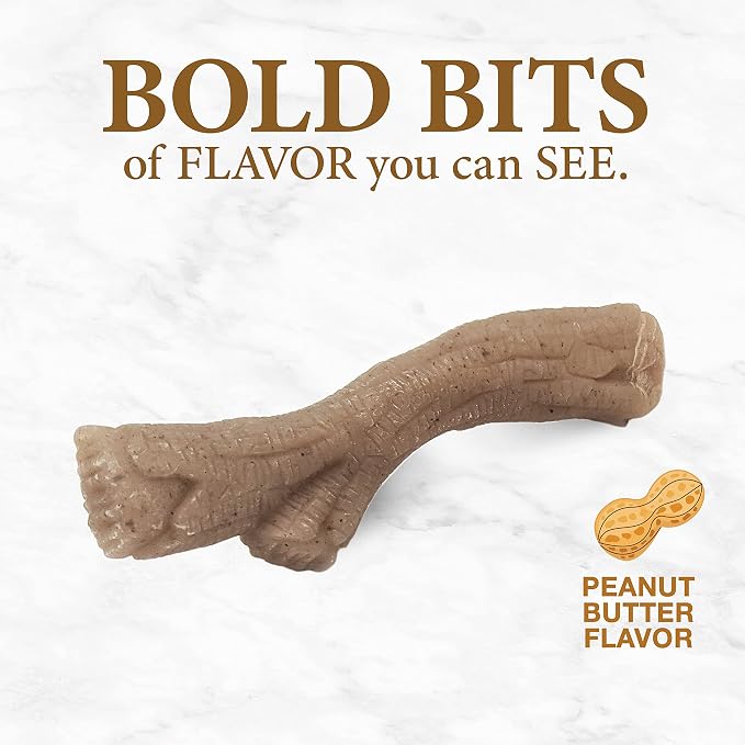 Nylabone Strong Chew Gourmet Style Stick Dog Chew Toy, Peanut Butter Flavor | Medium breeds, durable chew toys, long lasting, encourages healthy chewing, helps clean teeth, for dogs up to 35 lbs