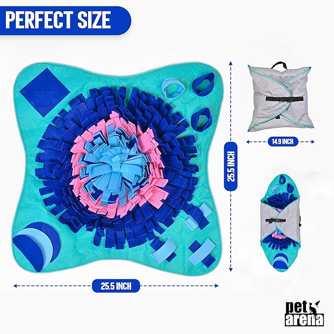 PET ARENA Large Sniffing Mat 25 x 25 Inch Interactive Feeding Toy | Promotes natural hunting instincts, reduces boredom, supports mental stimulation, and provides engaging playtime for pets.
