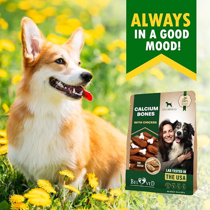 Dog Treats, Calcium Bones Wrapped Chicken & Rawhide Free Chew 10.6 Oz - Pet Healthy Dried Snacks & Grain Free Meat - Bulk Best Chews for Christmas, Training Small & Large Dogs - Made for USA