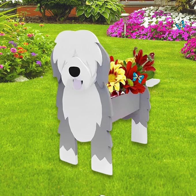 English Shepherd Dog Planter Pots, Animal Shaped Flower Pot