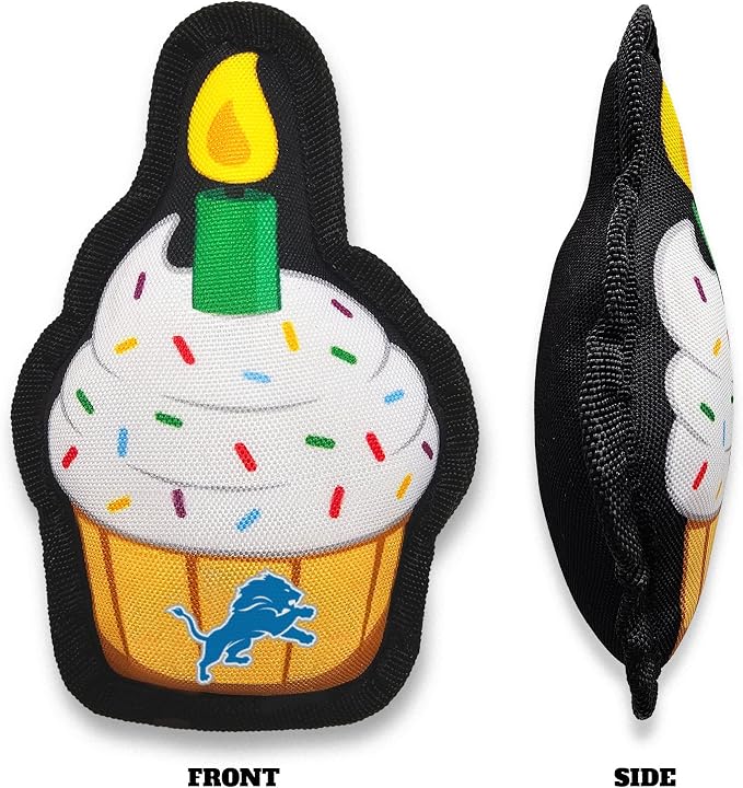 NFL Detroit Lions Dog Birthday Party Set 8pcs with 1 Football Bandana Large/X-Large, 1 Birthday Cake Toy & 6 B-Day Balloons, Dog Birthday Set, Costume, Fun Doggie Party Accesories