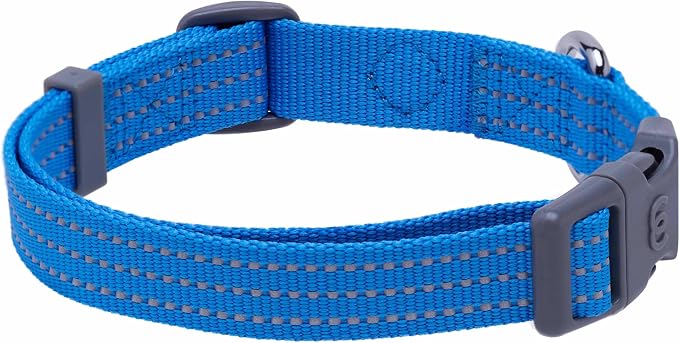 Blueberry Pet Essentials Reflective Better Basics Matching Dog Collar and Leash Set in French Blue, Adjustable Collar with 4 ft Leash for Large Dogs