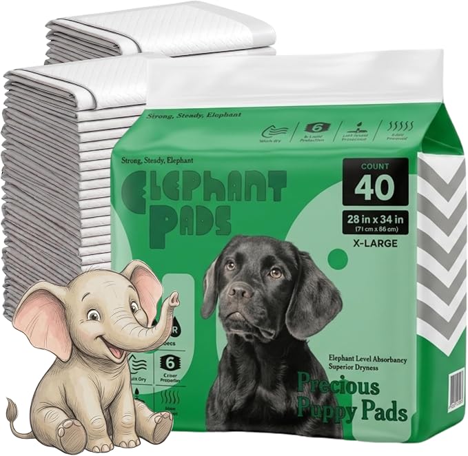 2X Super Absorbent & 2X Fast Absorption Puppy Pads for Dogs, 28”x34” 40 Count, Leak Proof Dog Pads, Unscented White