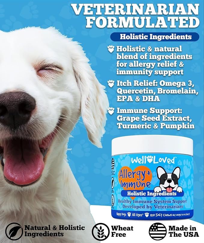 Well Loved Probiotics for Dogs & Well Loved Dog Allergy Chews Bundle, Vet Developed, Made in USA