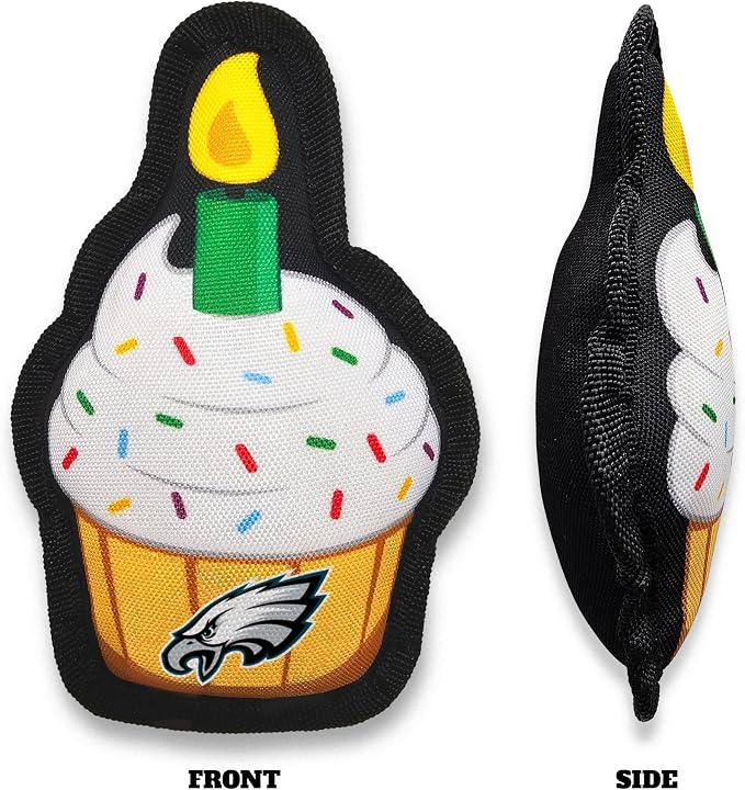 NFL Philadelphia Eagles Dog Birthday Party Set 9pcs with 1 Football Bandana Small/Medium, 1 Banner, 1 Birthday Cake Toy & 6 B-Day Balloons, Dog Birthday Set, Costume, Fun Doggie Pawty Accesories