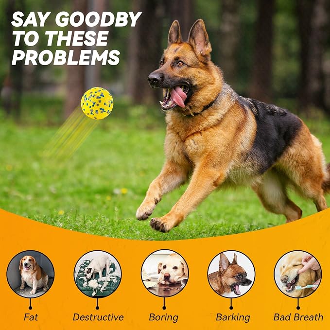 FUSOTO 2Pcs Dog Balls, Tennis Balls for Dog, Yellow | Balls for Dog Aggressive Chewers, for Large Medium Small Puppy, Training Catch&Fetch, Water Floats Toys, Yellow