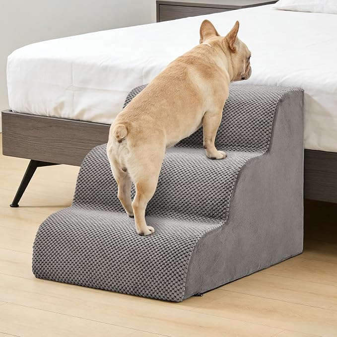 3-Step Dog Stairs for Small Dogs and Cats, 16" H Dog Steps for Couch, Sofa, Chair, Durable Non-Slip Sturdy Pet Steps, Pet Ramp for High Bed Indoor